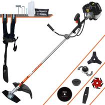 Roçadeira Terra GRH520 À Gasolina 2 Tempos 52cc Alta Rotação Máquina de Corta Grama Completa Com Carretel de Nylon e Lâmina Facão + Lâmina 3 Pontas + Lâmina 6 Pontas + Lâmina 80 Dentes + Trimmer