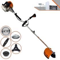 Roçadeira Terra GRHB430 Bi-Partido À Gasolina 2 Tempos 43cc 1,7HP 12.000rpm Multifuncional Completa Com Carretel Nylon e Lâmina Facão + EXTRA Lâmina 3 Pontas, Lâmina 40 Dentes de Vídea e Escova de Aço