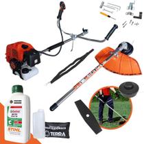 Roçadeira Terra Profissional GRHB430 43cc 1,7Hp Bi-Partida e de Alta Potência e Economia e de Alta Rotação + ÓLEO CASTROL STIHL 2 Tempos de 500ml