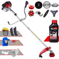 Roçadeira Toyama RT43L 43cc Com Carretel + Facas 2 Pontas, 3 Pontas, 6 Pontas, 40 Dentes Vídea, 80 Dentes, Trimmer e Escova de Aço + EPI + ÓLEO TOYAMA Roçadeira Toyama RT43L 43cc Com Carretel + Facas 2 Pontas, 3 Pontas, 6 Pontas, 40 Dentes Vídea, 80 Dentes, Trimmer e Escova de Aço + EPI + ÓLEO TOYAMA