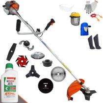 Roçadeira Vulcan VP330P À Gasolina 33cc 1,2HP Ideal À Todos os Tipos de Trabalhos C/ Carretel + Facas 2 Pontas + 3 Pontas + 6 Pontas + 40 Dentes Vídea + 80 Dentes + Trimmer + Escova + EPI + ÓLEO STIHL