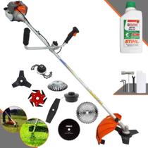 Roçadeira Vulcan VR330P À Gasolina 33cc 1,2HP Ideal Para Todos os Tipos de Trabalhos Com Carretel + Facas 2 Pontas + 3 Pontas + 6 Pontas + 40 Dentes Vídea + 80 Dentes + Trimmer + Escova + ÓLEO STIHL