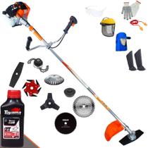 Roçadeira Vulcan VR430S 2T 43cc 1,7HP Alta Potência 8 Em 1 Com Carretel e Faca 2 Pontas + Faca 3 Pontas, Faca 6 Pontas, Disco 40 Dentes de Vídea, Disco 80 Dentes, Trimmer e Escova + EPI + ÓLEO TOYAMA