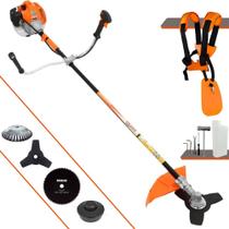 Roçadeira Vulcan VR520-H À Gasolina 2T 52cc 2,5HP Alta Rotação e Performance Completa Com Carretel de Nylon e Lâmina 3 Pontas + Kit Lâmina 80 Dentes e Escova de Aço Para Pavers, Concreto e Calçadas