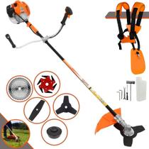 Roçadeira Vulcan VR520-H À Gasolina 52cc 2T 2,5HP 10.000rpm Profissional 5 Em 1 Ideal Para Todos os Tipos de Trabalhos Com Carretel + Faca 2 Pontas + Faca 3 Pontas + Faca 6 Pontas + Lâmina Circular