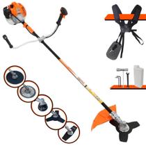 Roçadeira Vulcan VR520H À Gasolina 52cc 2,5HP 10.000rpm Podador de Grama 5 Em 1 Ideal Para Todos os Tipos de Trabalhos Com Carretel + Faca 2 Pontas + Faca 3 Pontas + Faca 40 Dentes + Faca 80 Dentes