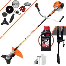 Roçadeira Vulcan VR520H À Gasolina 52cc 2,5HP Ideal Para Todos os Tipos de Trabalhos Com Carretel Nylon + Faca 2 Pontas + 3 Pontas + 6 Pontas + 40 Dentes + 80 Dentes + Trimmer + Escova + ÓLEO TOYAMA