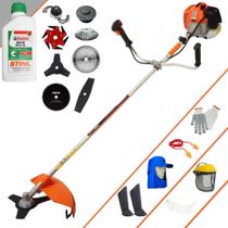 Roçadeira Vulcan VR620H 62cc 12.500rpm 3HP Aparador de Grama Completo Com Carretel Nylon + Facas 2 Pontas + 3 Pontas + 6 Pontas + 40 Dentes de Vídea + 80 Dentes + Trimmer + Escova + EPI + ÓLEO STIHL