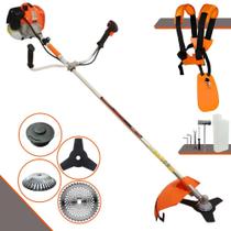 Roçadeira Vulcan VR620H À Gasolina 62cc 3HP 12.500rpm Podador de Grama 4 Em 1 Com Lâmina 3 Pontas + Lâmina 40 Dentes de Vídea + Carretel de Nylon + Escova de Aço Para Pavers, Concreto e Calçadas