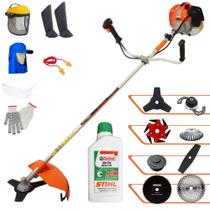 Roçadeira Vulcan VR620H À Gasolina 62cc 3HP Ideal À Todos os Tipos de Trabalhos Com Carretel + Facas 2 Pontas + 3 Pontas + 6 Pontas + 40 Dentes Vídea + 80 Dentes + Trimmer + Escova + EPI + ÓLEO STIHL