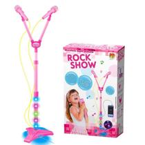 Rock Show Microfone Duplo Pedestal Rosa