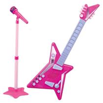 Rock Star Guitarra eletrônica Rosa com microfone Zoop - 7898588089486