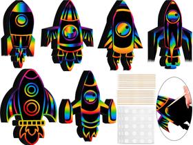 Rocket Scratch Cards Liliful para crianças, festa temática espacial