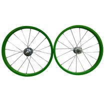 Roda 16 16f Aro Comum Verde Raio Fino Cubo Ferro (par)