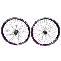Roda 20 36f Aro Aero Violeta Raio Fino Cubo Ferro (par)
