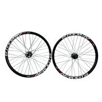 Roda 24 36f Aro Aero Preto Raio Fino Cubo Disco (par)