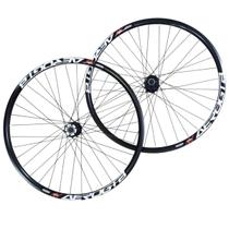 Roda 29 36f Mtb Aro Aero Raio Fino Preto Cubo Disco Cassete (par)