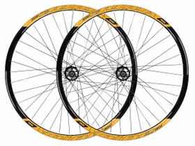 Roda 29 vzan vnine 36f preto e laranja neon com cubos k7 Roda 29 vzan vnine 36f preto e laranja neon com cubos k7