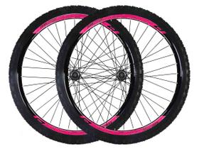 Roda 29 vzan vnine 36f preto e rosa cubo k7 shimano e pneus