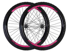 Roda 29 vzan vnine 36f preto e rosa cubo k7 shimano e pneus