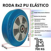 Roda 8x2 PU Elástico Alta Resistência pisos abrasivo Azul 700 kg Roda 8x2 PU Elástico Alta Resistência pisos abrasivo Azul 700 kg