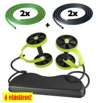 Roda Abdominal com 2 Pares de Elásticos Rolo Treinamento Resistência Exercício Revoflex Xtreme - 14059 Lorben