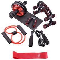 roda abdominal flexão corda pular elástico handgrip kit 7x1