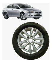 Roda Aro 16 6,5 5x114,3mm Com Pneu Dunlop P/ Lancer Ca310245 Prateado Roda Aro 16 6,5 5x114,3mm Com Pneu Dunlop P/ Lancer Ca310245 Prateado