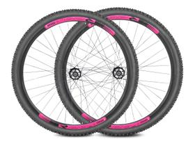 Roda Aro 29 Rimaxx Cassete Pneus e Câmara Preto Rosa