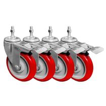Roda Caster FactorDuty de 5 polegadas com freio de travamento duplo vermelho (x4)