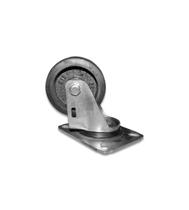 Roda Cinza 3'' Pol Ferro/Borracha Sem freio Placa Giratória