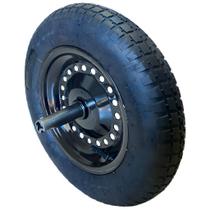 Roda com Pneu e Câmara para Carriola Carrinhos plataforma Carrinho de Carga 3,25x8 + Eixo 1 polegada Completo