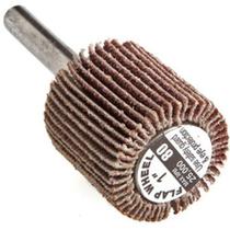 Roda de aba montada Forney 2,5 cm x 2,5 cm, 80 grão, 6 mm, haste Roda de aba montada Forney 2,5 cm x 2,5 cm, 80 grão, 6 mm, haste
