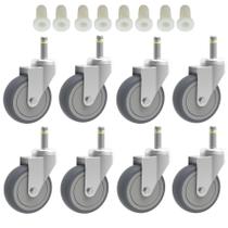 Roda de borracha Caster RILIDRI com haste giratória de 7/16 polegadas, 3 polegadas, pacote com 8