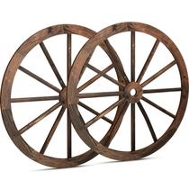Roda de carroça decorativa Qunclay Wooden Western Cowboy 30cm