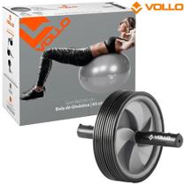 Roda de Exercício Abdominal Dupla + Bola Suíça para Pilates e Yoga Gym Ball com Bomba 65cm - Vollo