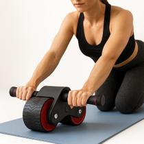 Roda de Exercício Abdominal Fitness com Apoio e Tapete Antiderrapante Roda Dupla com tapete Fitness Roda de Exercício Abdominal Fitness com Apoio e Tapete Antiderrapante Roda Dupla com tapete Fitness