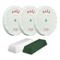 Roda de polimento SALI para moedor de bancada, polimento de 20 cm, branca