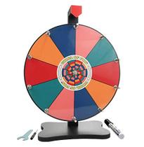 Roda de prêmios Whirl of Fun de 12 polegadas - jogo de mesa giratório com suporte, 10 slots de cores, superfície de quadro branco apagável personalizada, cores tropicais, portátil, ferramentas incluídas, fabricado nos EUA