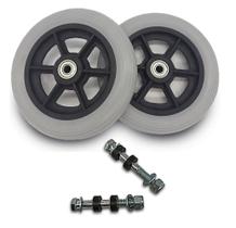 Roda Dianteira aro 6 Maciça Cinza Com Eixos Para Cadeira de Rodas Universal ( PAR )