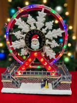 Roda Gigante Natalina Giratória Musical com luzes Casal na Neve