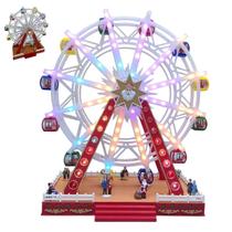 Roda Gigante Natalino Natal Papai Noel LED Giratorio Enfeite Musical Casa Shopping Loja Vitrine Evento Fim de Ano