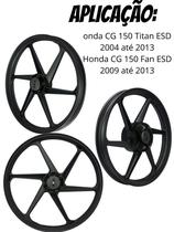 Roda Liga Leve CG 150 ESD 2004A 2013 Modelo 6 Palitos Preta
