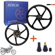 Roda Liga Leve Preta + Bico Fan 125 2009 A 2017 Disco Atrox