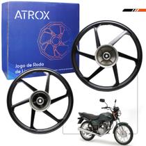 Roda Liga Leve Titan 125 2000 a 2008/ Fan 125 2000 a 2008 Freio a Lona Preta 6 Pontas Atrox