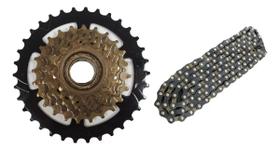 Roda Livre Catraca Bike 7v 13/34d Rosca Mtb + Corrente Index