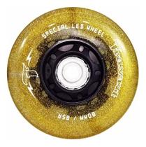 Roda para patins 80mm traxart led/glitter cor dourado (jg c 4)