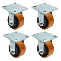Roda Rodízio Ajax Fixo Laranja 4" Kit 4