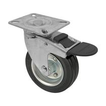 Roda rodízio borracha maciça 4pol 100mm giratório freio 60kg