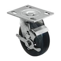 Roda rodízio borracha moldada 8 pol giratório freio 250kg